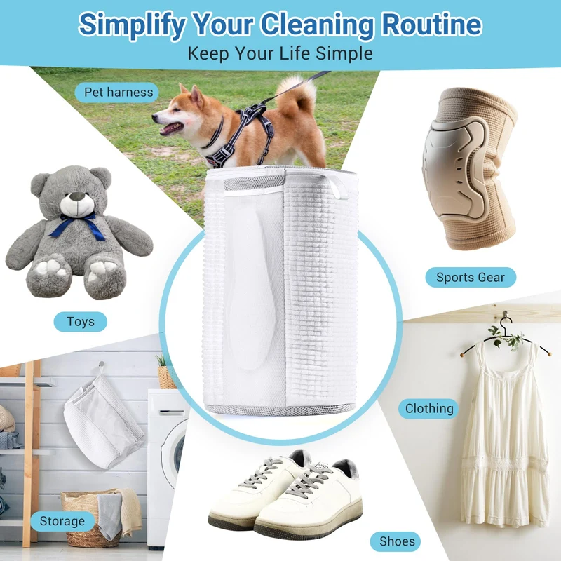 Large Shoe Bag for Washing Machine, Two-Zone Design, 2 Mesh Pockets, One-Step Wash for Complete Cleaning, Durable Invisible Zipper Sneaker Laundry Bag Home Dorm Essentials 9.45" x 13.8"