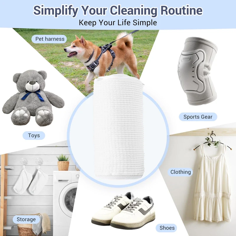 Shoe Washing Machine Bag with 2 Pockets - Wash Laces, Insoles & Socks All-in-One Shoe Laundry Bag for Washer & Dryer, Reusable Sneaker Cleaner Bag for Home Dorm Travel (2Pcs White)