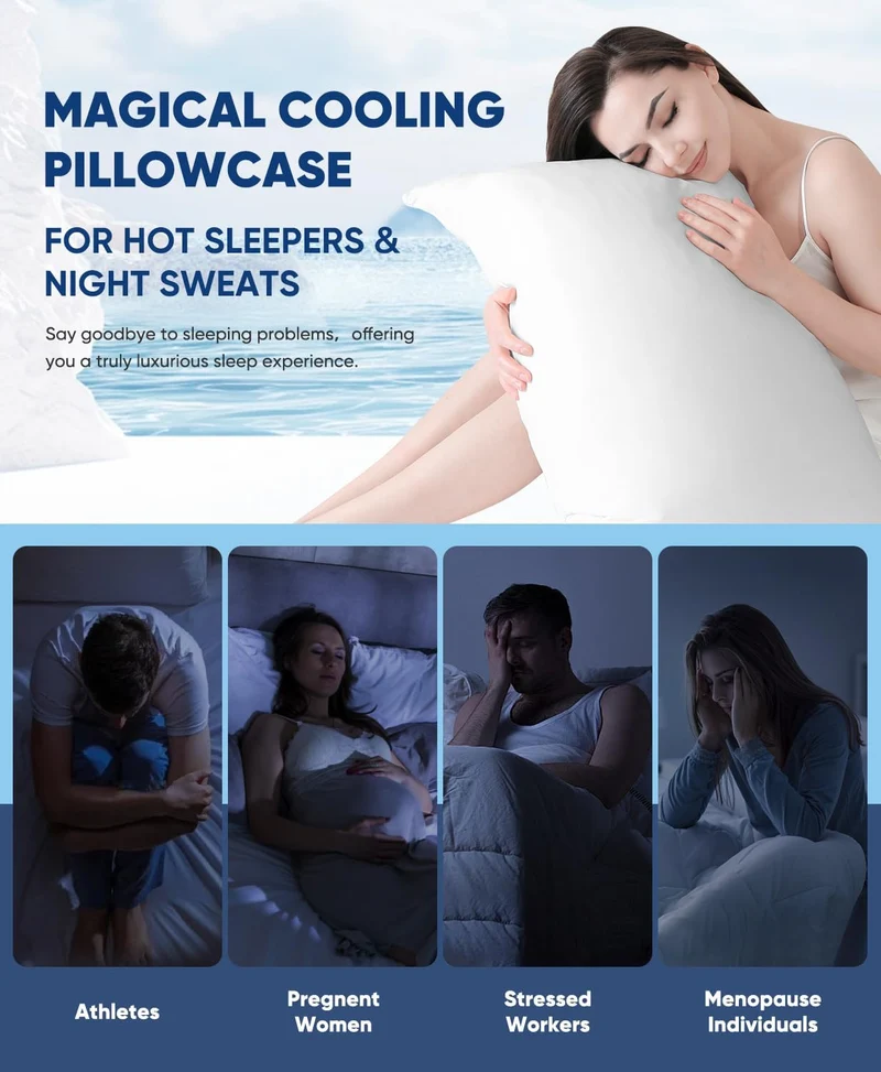 2-Pack Premium Silky Super Cooling White Pillowcases – Arc-Chill Extreme Q-Max 0.5