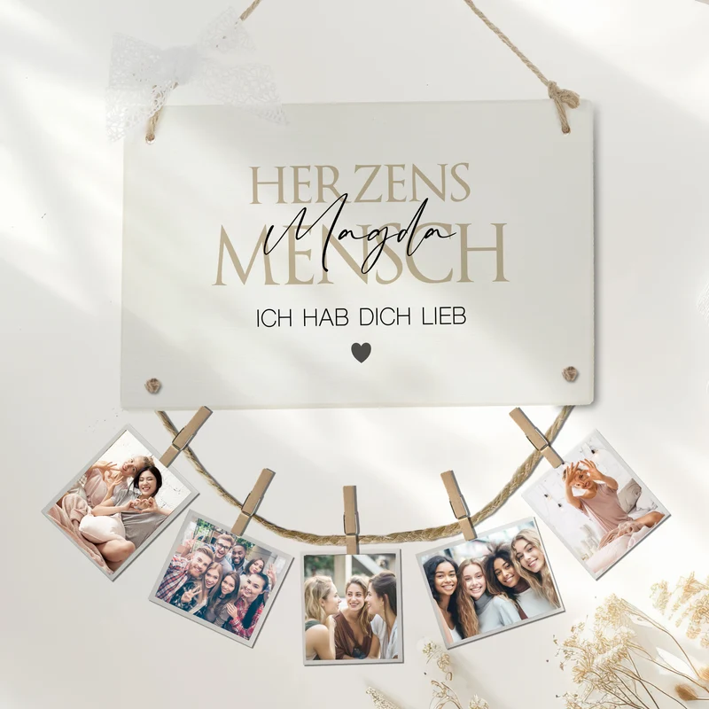 Herzensmensch Wunschtext Personalisiertes Fotogeschenk mit Namen für Frauen & Männer Geburtstag Geburtstagsgeschenk