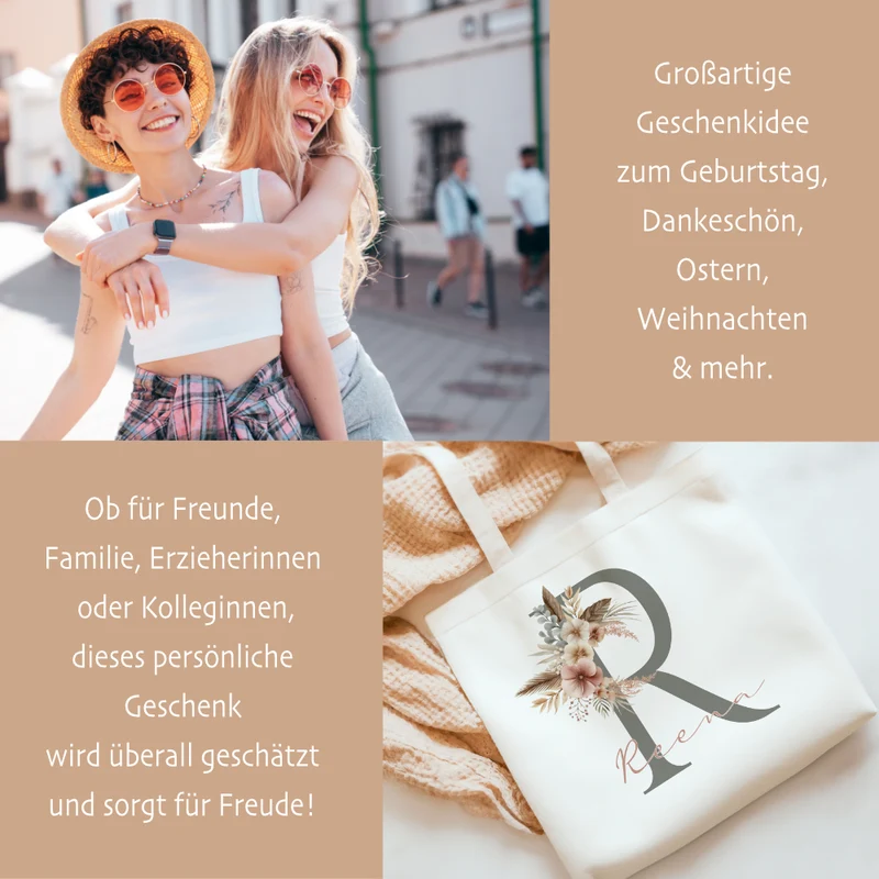 Stoffbeutel mit Namen und Anfangsbuchstaben