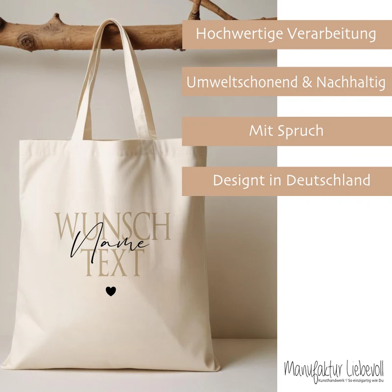 Personalisierter Stoffbeutel, 3 Motive: Beste Tante, Beste Patentante, Wunschtext