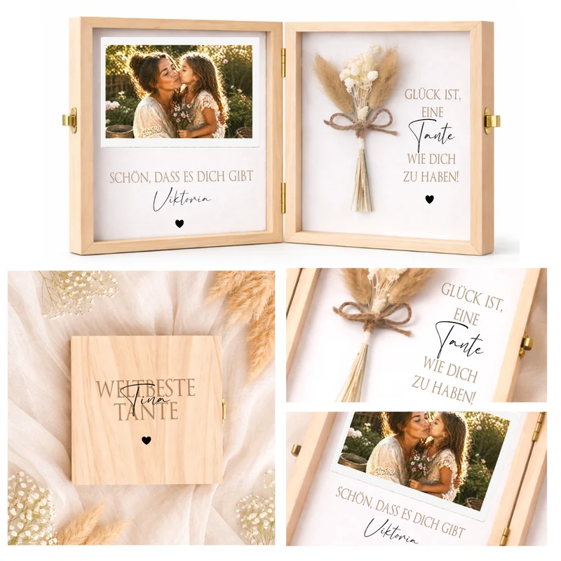 Geschenk Tante Onkel personalisiert | Geburtstagsgeschenk Tante Weihnachten | Nichte Neffe Geschenk Holzbox mit Namen I Onkel Geschenk