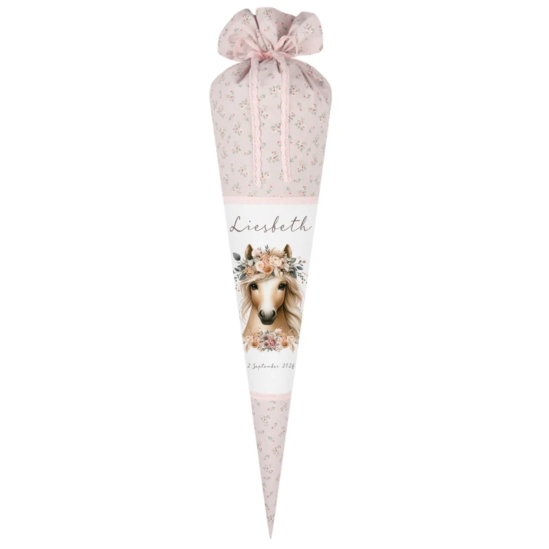 Pferde Schultüte Mädchen Personalisiert Schultüte Zuckertüte Mädchen Schultüte Stoff Zuckertüte Pony Stoffschultüte