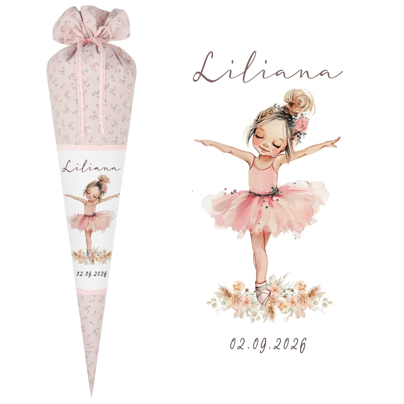 Schultüte Mädchen Personalisiert Schultüte Stoff Ballett Zuckertüte Mädchen Schultüte Tänzerin Einschulung Stoff Ballerina Schultüte