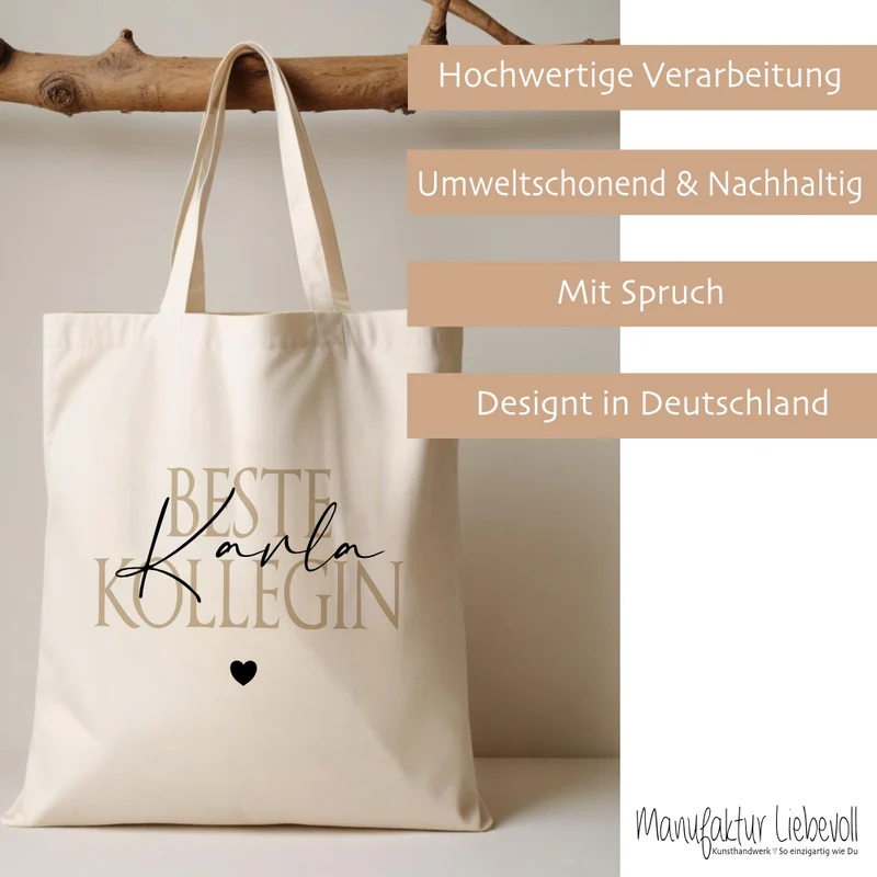 Personalisierter Stoffbeutel, 3 Motive: Beste Arbeitskollegin, Lieblingskollegin, Alltagsheldin
