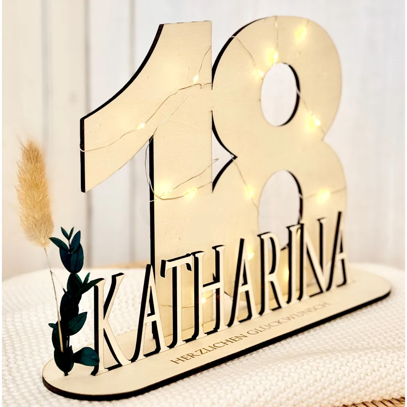 Geburtstag Geschenk Frauen & Männer 18 20 30 40 50 60 70 80 90 Geldgeschenke Gästebuch Holz Geburtstag LED Deko Personalisierte Geburtstagsgeschenke