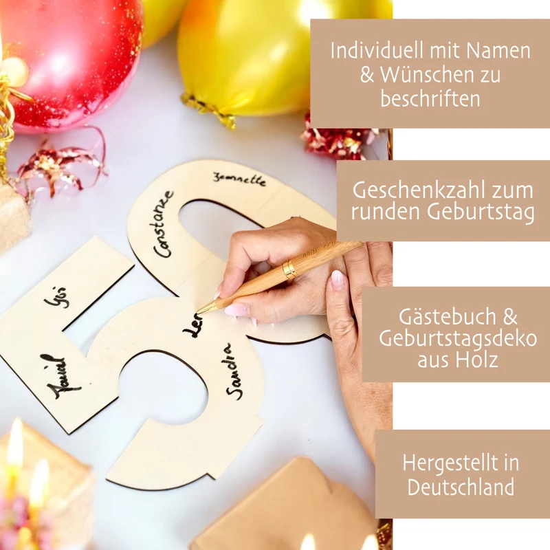 Geburtstag Geschenk Frauen & Männer 18 20 30 40 50 60 70 80 90 Geldgeschenke Gästebuch Holz Geburtstag LED Deko Personalisierte Geburtstagsgeschenke