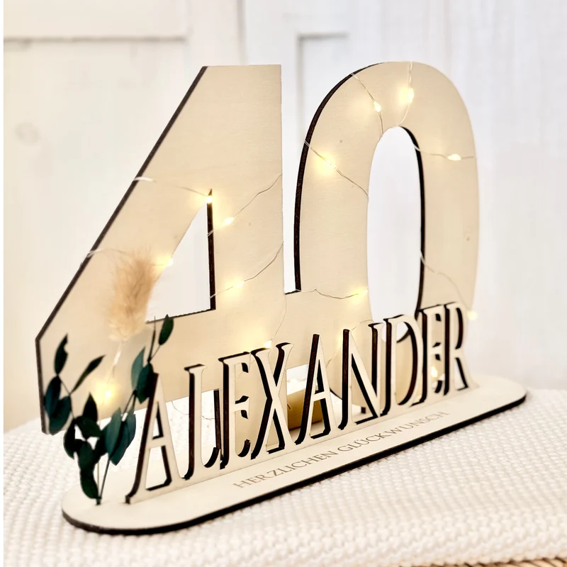 Geburtstag Geschenk Frauen & Männer 18 20 30 40 50 60 70 80 90 Geldgeschenke Gästebuch Holz Geburtstag LED Deko Personalisierte Geburtstagsgeschenke