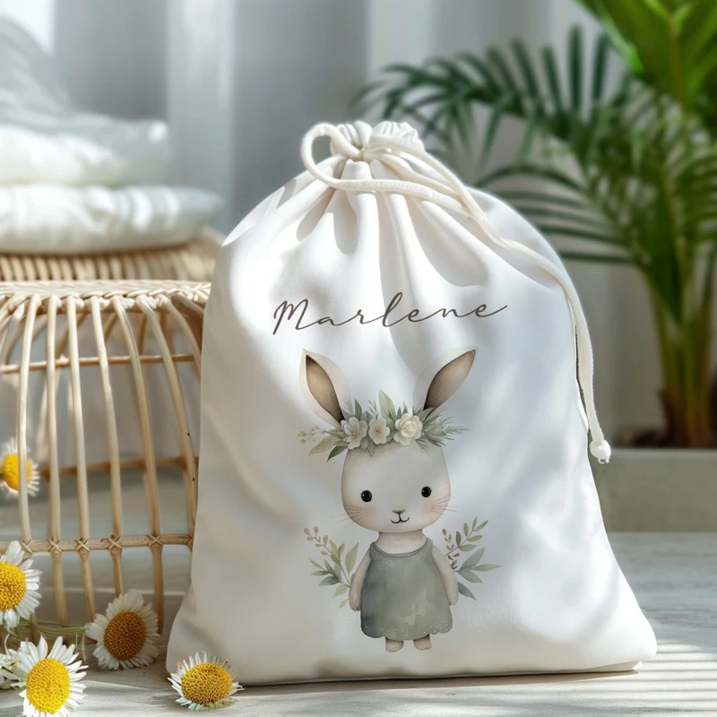 Geschenksack Ostern Osterhase Name Ostertüte zum Befüllen Stoff Ostergeschenke für Baby Kind Osterbeutel Geschenkbeutel