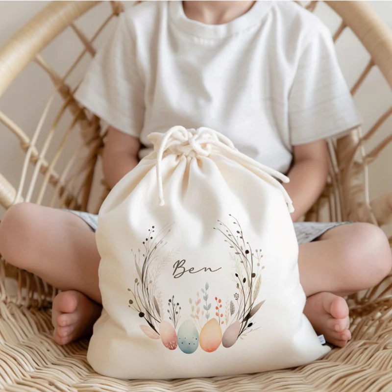 Geschenksack Ostern Osterhase Name Ostertüte zum Befüllen Stoff Ostergeschenke für Baby Kind Osterbeutel Geschenkbeutel