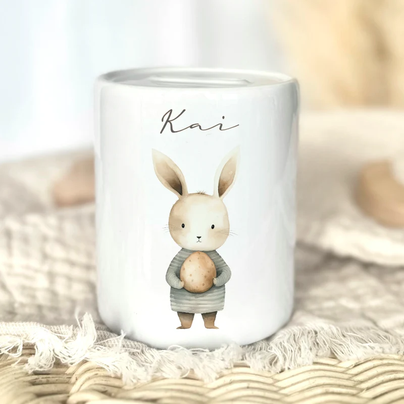 Spardose mit Namen für Kinder mit Ostermotiven