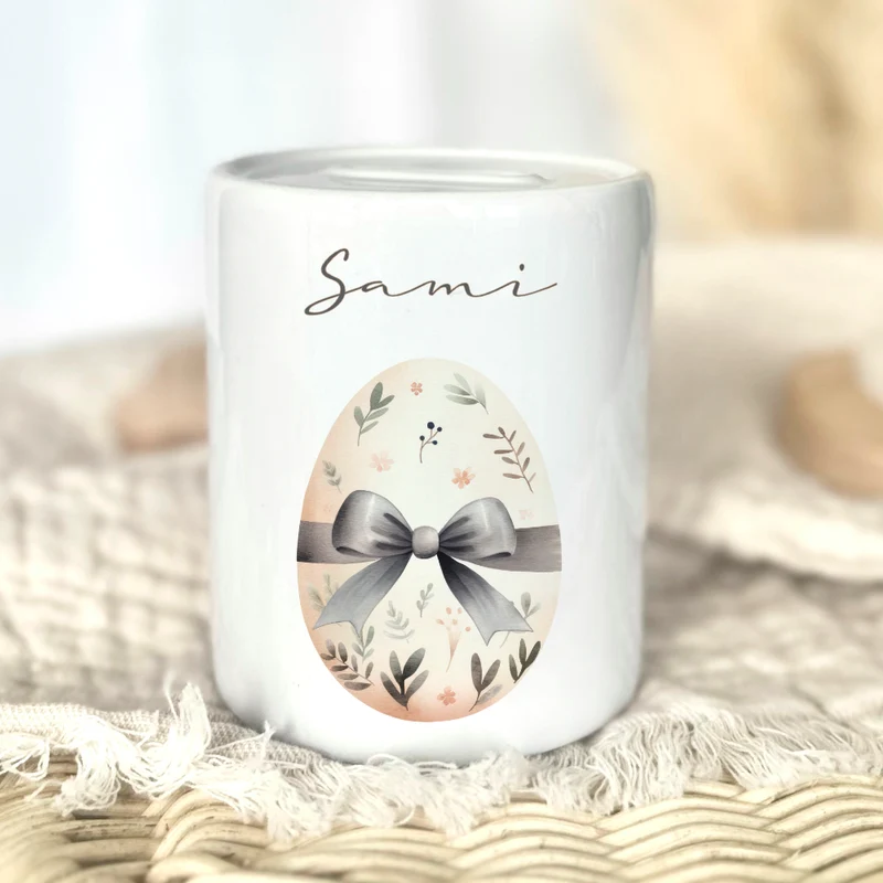Spardose mit Namen für Kinder mit Ostermotiven