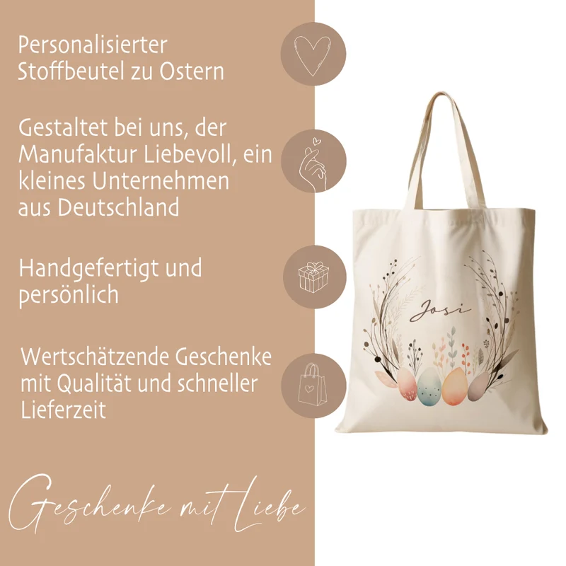 Personalisierter Osterbeutel mit Osterhasen für Kinder, Kinderbeutel zu Ostern