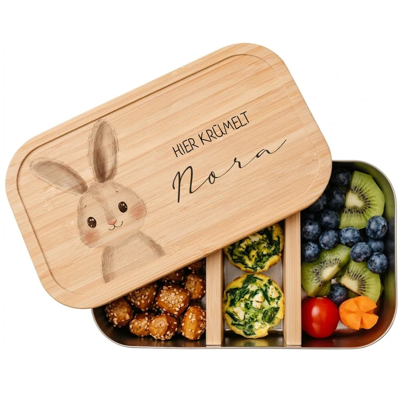 Brotdose mit Namen personalisiert Waldtiere | Lunchbox Kinder Kindergarten Schule S & M | Frühstücksdose Mädchen Jungen | Geschenk Einschulung