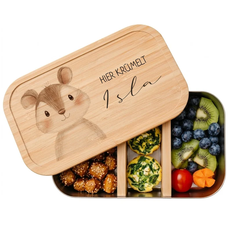 Brotdose mit Namen personalisiert Waldtiere | Lunchbox Kinder Kindergarten Schule S & M | Frühstücksdose Mädchen Jungen | Geschenk Einschulung