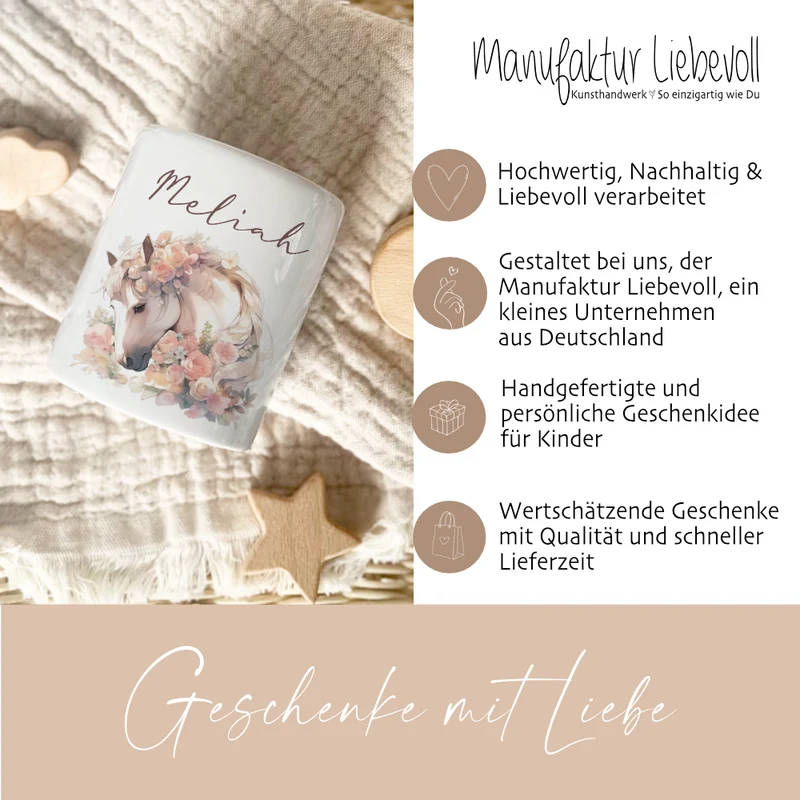 Spardose "Pferd" mit Namen für Mädchen | Geschenk für Kinder | Personalisiertes Geldgeschenk I Geschenkidee zum Geburtstag | 10 Motive zur Auswahl