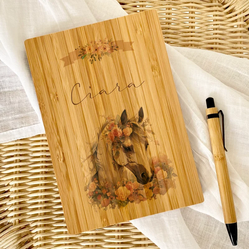 Mädchen Tagebuch Pony mit Namen | personalisiertes Notizbuch Schreibheft Pferd für Kinder als besonderes Geschenk Geburtstag | 7 Motivvarianten zur Auswahl