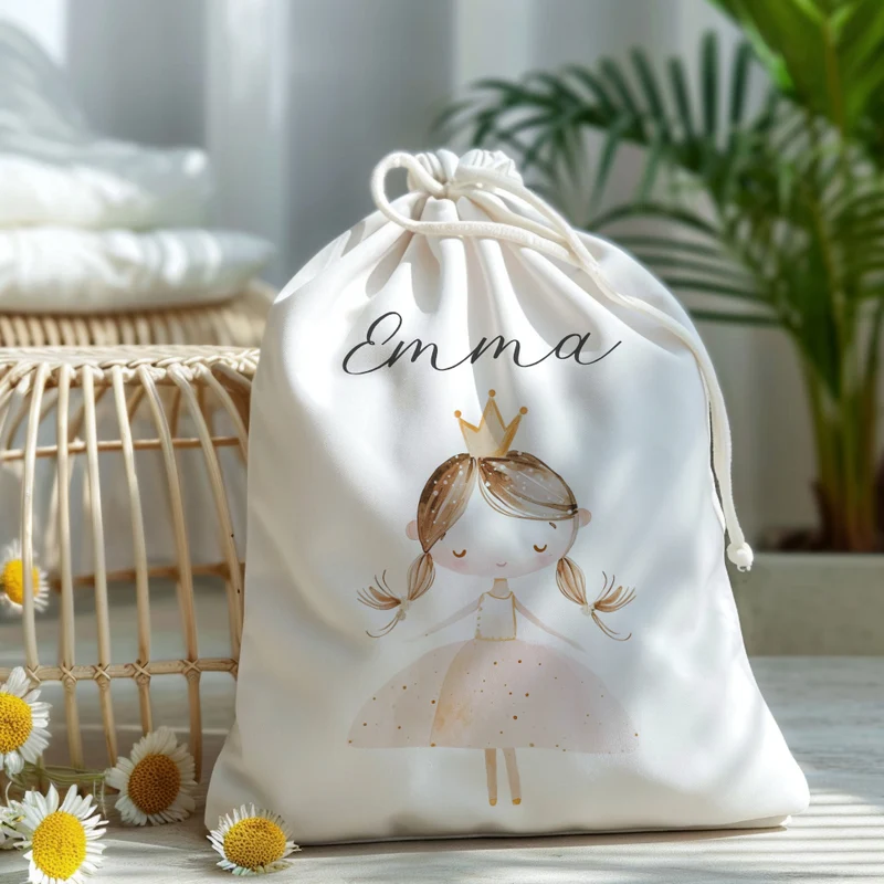 Personalisierter Zuziehbeutel für Kinder | Motive: Prinzessin, Einhorn, Märchen