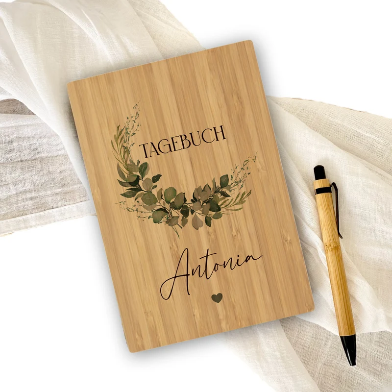 Notizbuch personalisiert Tagebuch mit Namen A5 Journal Mädchen Frauen Teenager Geschenk Schreibheft Journal Notizheft Eukalyptus