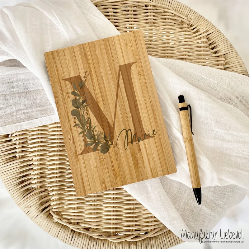 Notizbuch personalisiert Tagebuch mit Namen A5 Journal Mädchen Frauen Teenager Geschenk Schreibheft Journal Notizheft Monogramm Eukalyptus