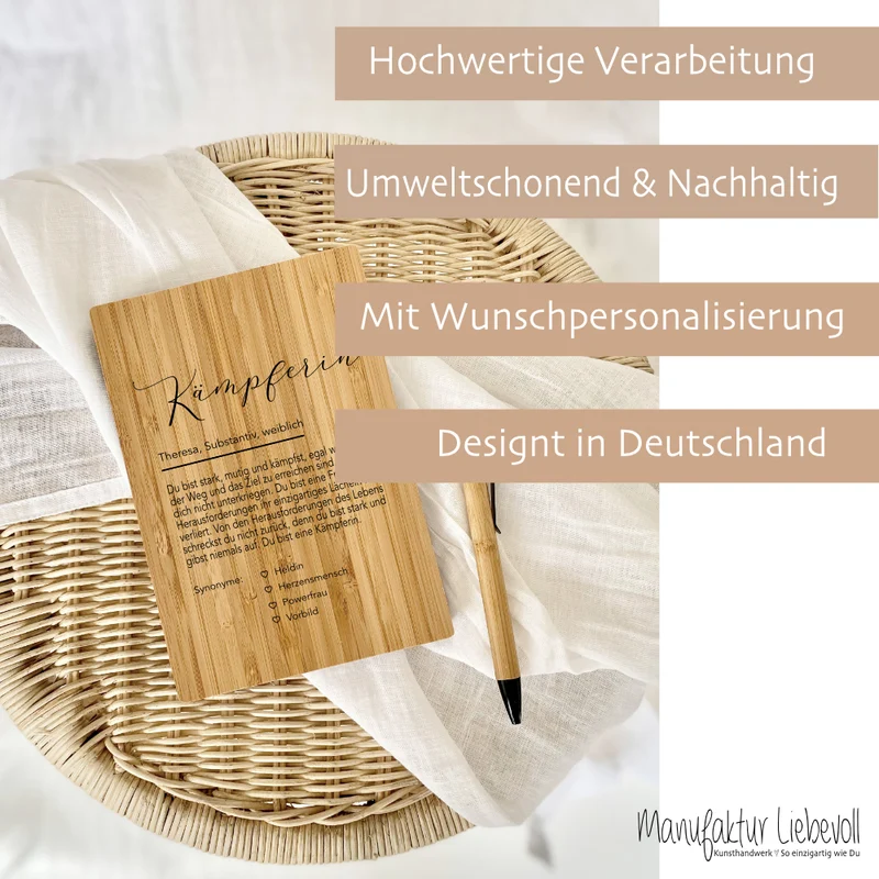 Notizbuch Kämpferin mit Namen Definition Geschenk Frau Freundin Tochter Personalisiert Tagebuch Notizheft Journal