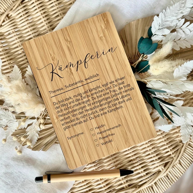 Notizbuch Kämpferin mit Namen Definition Geschenk Frau Freundin Tochter Personalisiert Tagebuch Notizheft Journal