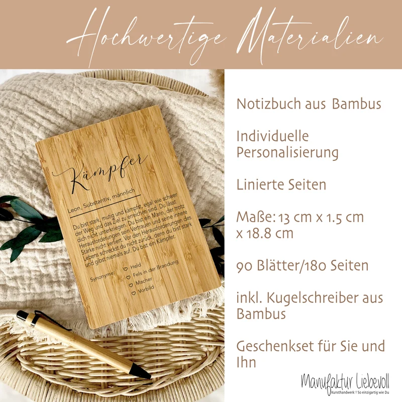 Notizbuch Kämpfer mit Namen Definition Geschenk Mann Freund Sohn Personalisiert Tagebuch Notizheft Journal Zuversicht Kraft Geschenk DIN A5