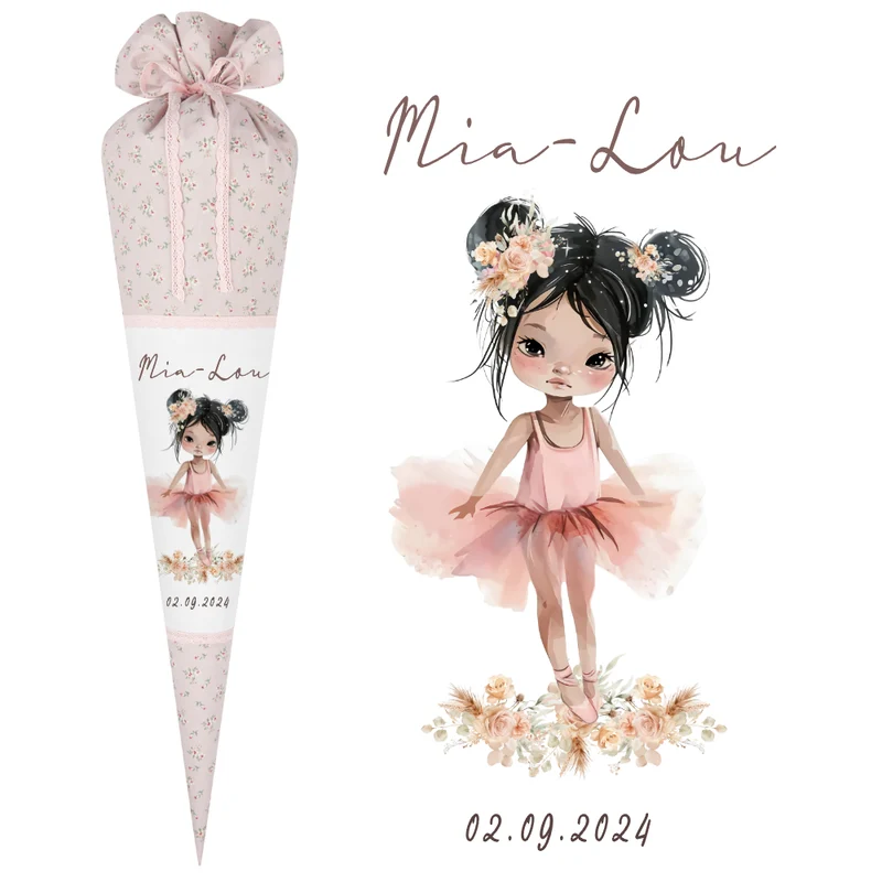 Schultüte Mädchen Ballerina Personalisiert Schultüte Stoff Ballett Zuckertüte Mädchen Schultüte Einschulung Stoff Tänzerin Schultüte
