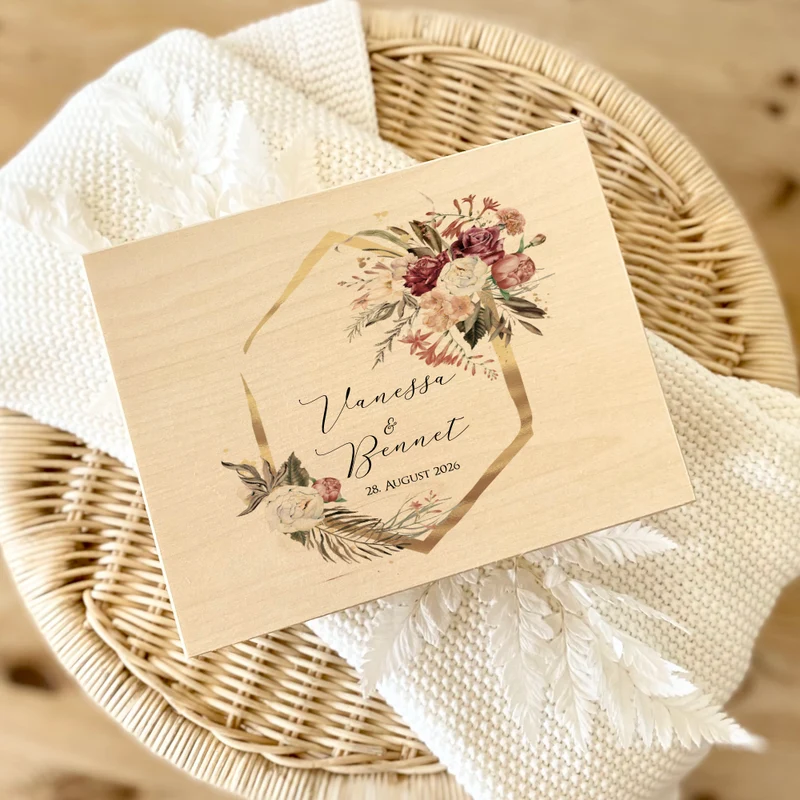 Erinnerungskiste Hochzeitsgeschenk zur Hochzeit, Holzbox als Geschenk für das Brautpaar personalisiert