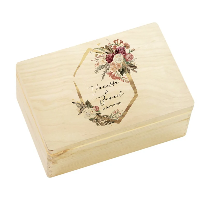 Erinnerungskiste Hochzeitsgeschenk zur Hochzeit, Holzbox als Geschenk für das Brautpaar personalisiert