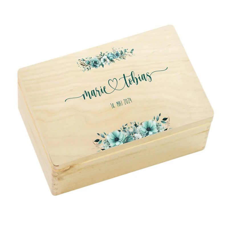 Personalisierte Boho Erinnerungskiste als Geschenk zur Hochzeit, Holzbox für das Brautpaar, Hochzeitsgeschenk