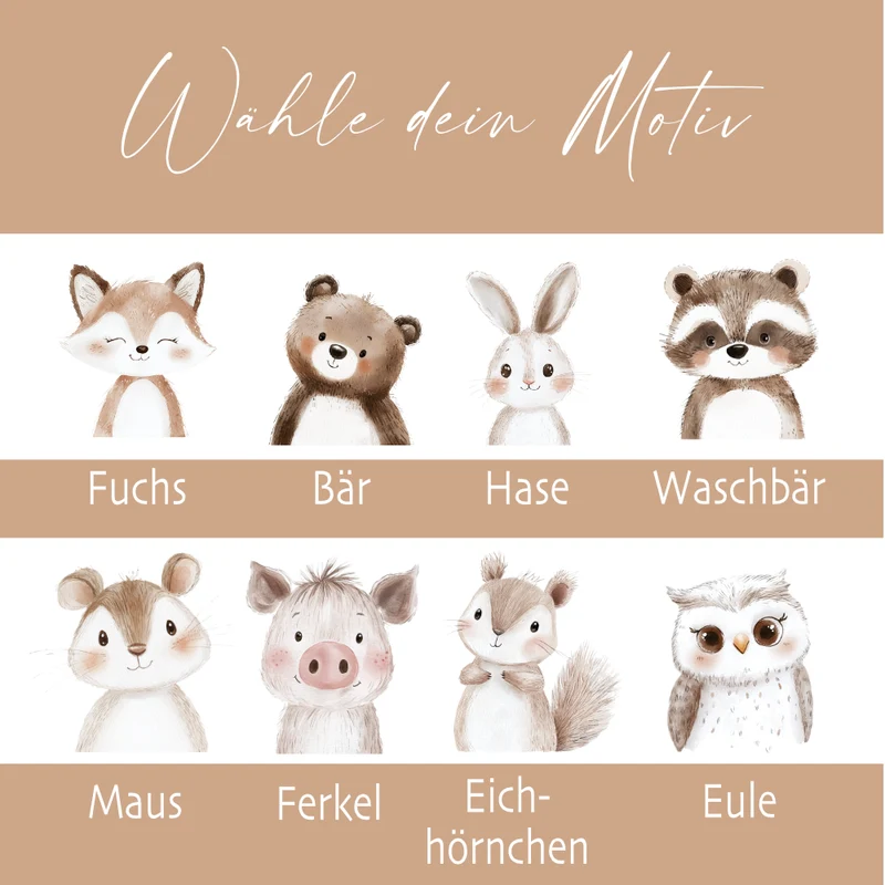 Personalisierte Kindertasse mit Namen – Niedliche Waldtiere
