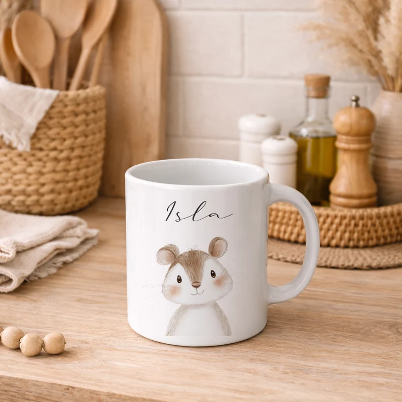 Personalisierte Kindertasse mit Namen – Niedliche Waldtiere