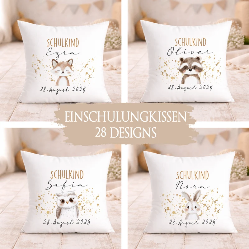 Personalisiertes Kissen zur Einschulung – Schulkind 2026 Geschenk mit Namen