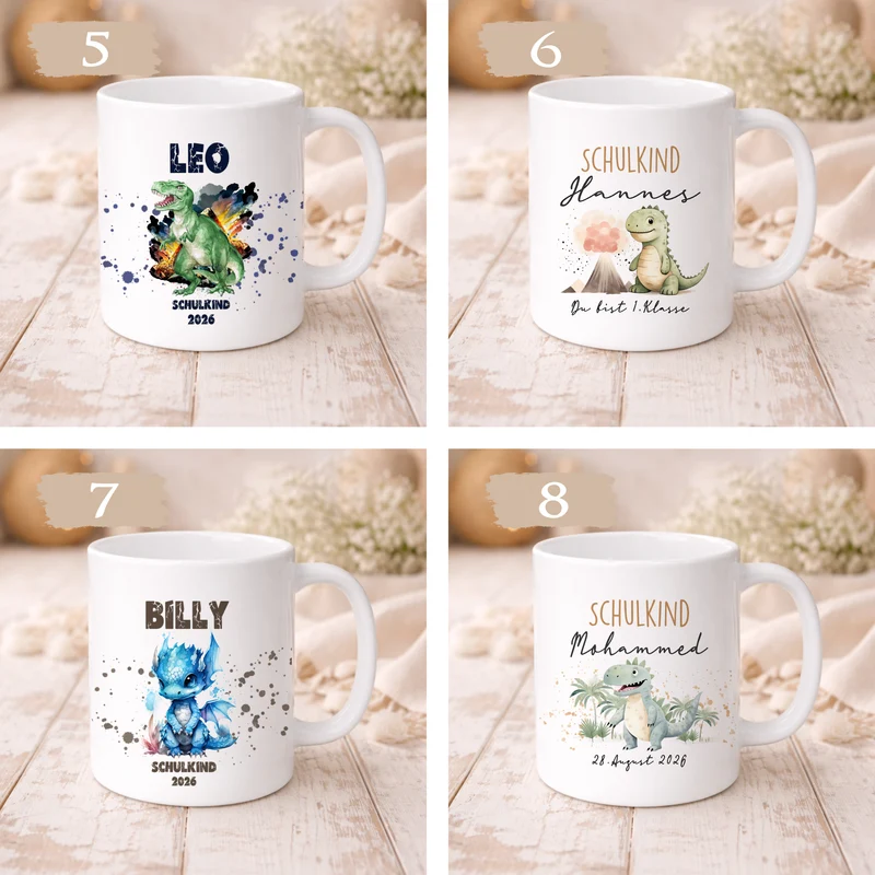 Einschulung Geschenk Schulkind 2026 I Personalisierte Kinder Tasse mit Namen viele Motive I Mädchen Einschulung Junge Geschenk Schulstart