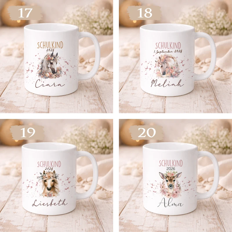 Einschulung Geschenk Schulkind 2026 I Personalisierte Kinder Tasse mit Namen viele Motive I Mädchen Einschulung Junge Geschenk Schulstart