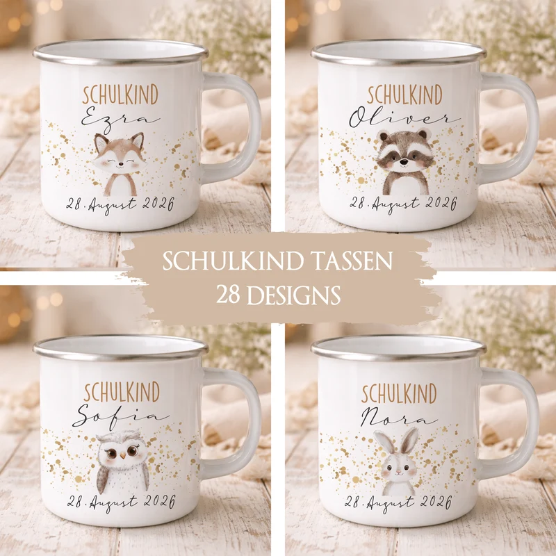 Einschulung Geschenk Schulkind 2026 I Personalisierte Kinder Tasse mit Namen viele Motive I Mädchen Einschulung Junge Geschenk Schulstart