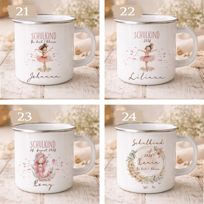 Einschulung Geschenk Schulkind 2026 I Personalisierte Kinder Tasse mit Namen viele Motive I Mädchen Einschulung Junge Geschenk Schulstart