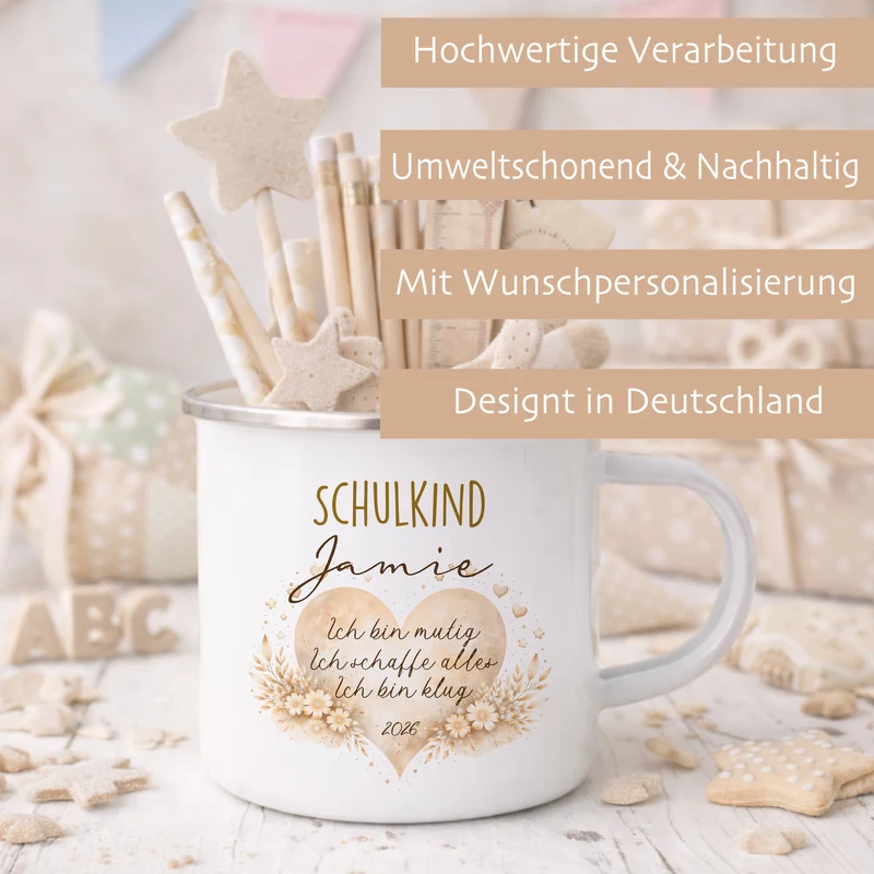 Einschulung Geschenk Schulkind 2026 I Personalisierte Kinder Tasse mit Namen viele Motive I Mädchen Einschulung Junge Geschenk Schulstart