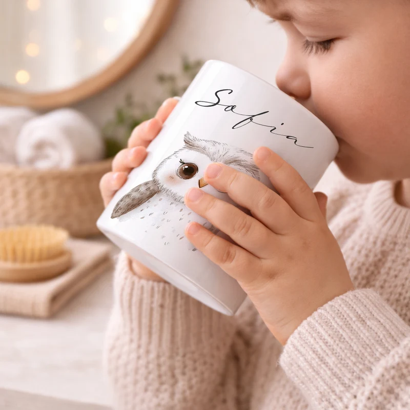 Personalisierter Zahnputzbecher für Kinder aus Keramik – Zahnbecher mit Namen & Tiermotiv