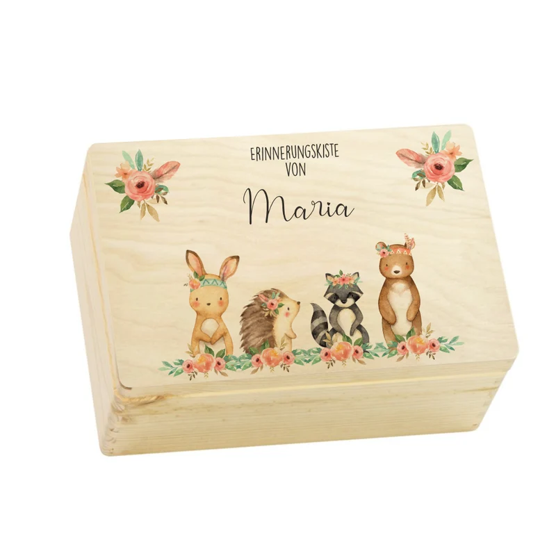Personalisierte Erinnerungskiste für Babys zur Geburt und Taufe, Babygeschenk mit dem Namen