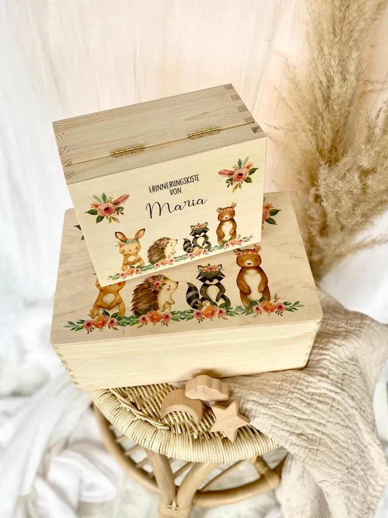 Personalisierte Erinnerungskiste für Babys zur Geburt und Taufe, Babygeschenk mit dem Namen