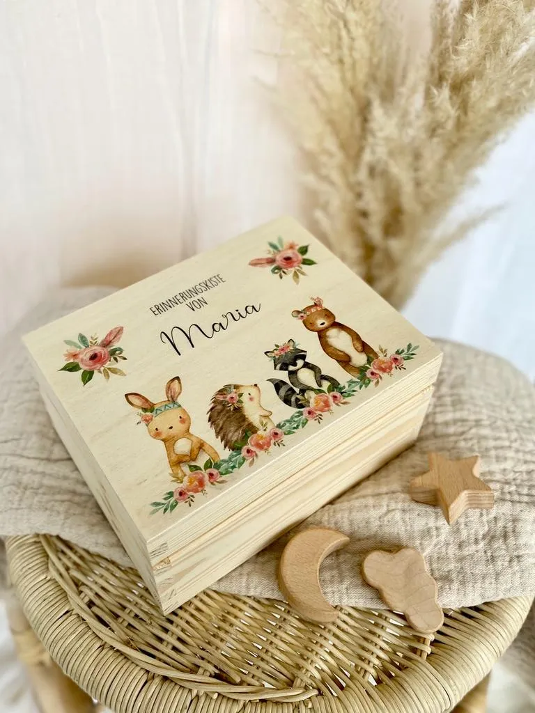 Personalisierte Erinnerungskiste für Babys zur Geburt und Taufe, Babygeschenk mit dem Namen