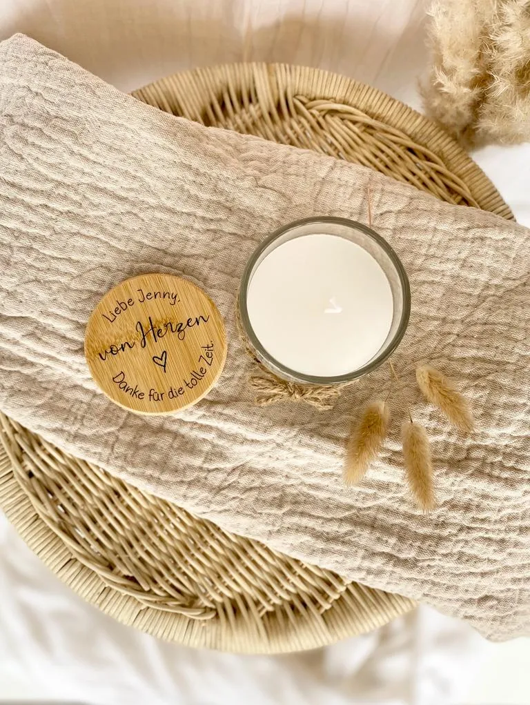 Duftkerze "Danke für die tolle Zeit" im Glas mit Namen als Dankeschöngeschenk zum Abschied