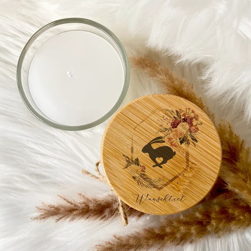 Boho Duftkerze Ostern mit Wunschtext im Glas als personalisiertes Ostergeschenk