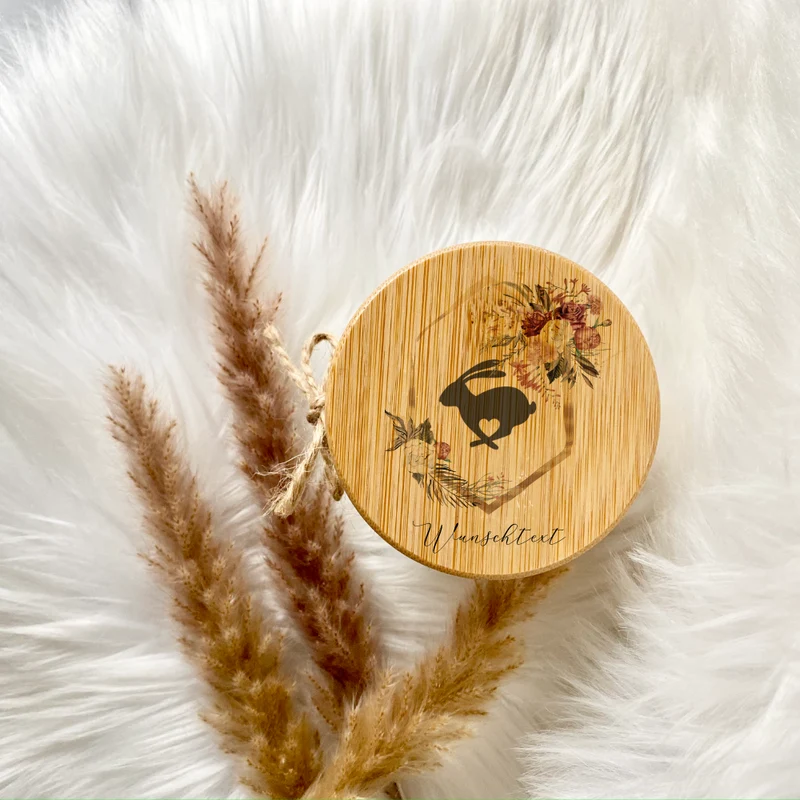 Boho Duftkerze Ostern mit Wunschtext im Glas als personalisiertes Ostergeschenk