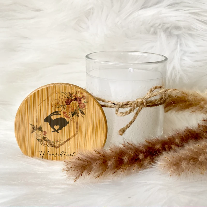 Boho Duftkerze Ostern mit Wunschtext im Glas als personalisiertes Ostergeschenk