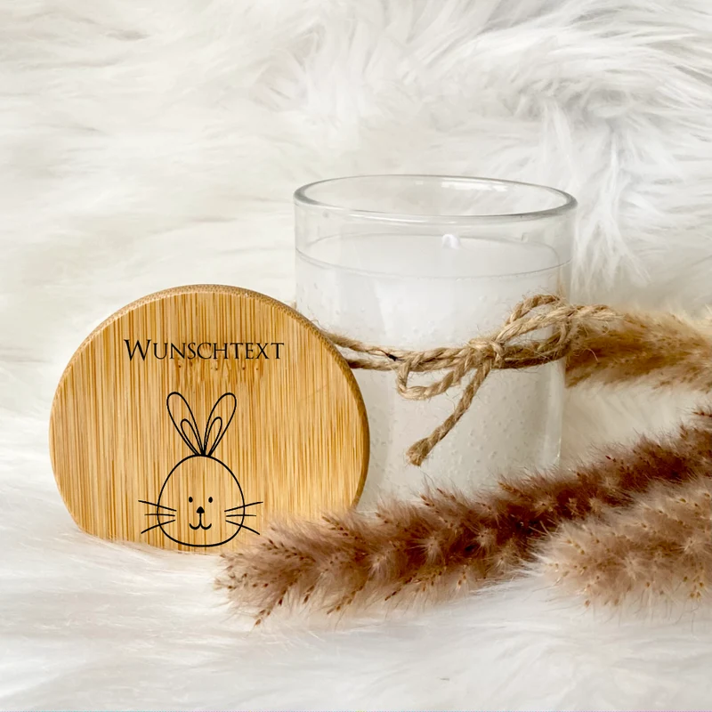 Personalisierte Oster - Duftkerze im Glas mit Wunschtext als Ostergeschenk