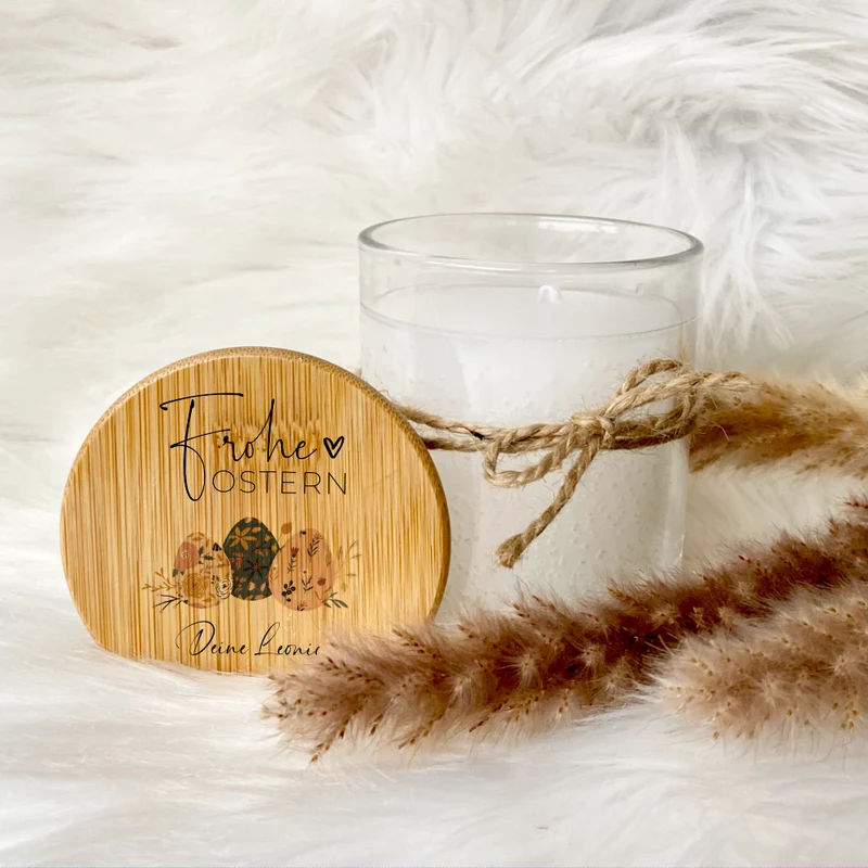 Personalisierte Oster - Duftkerze im Glas "Frohe Ostern" mit Namen als Ostergeschenk